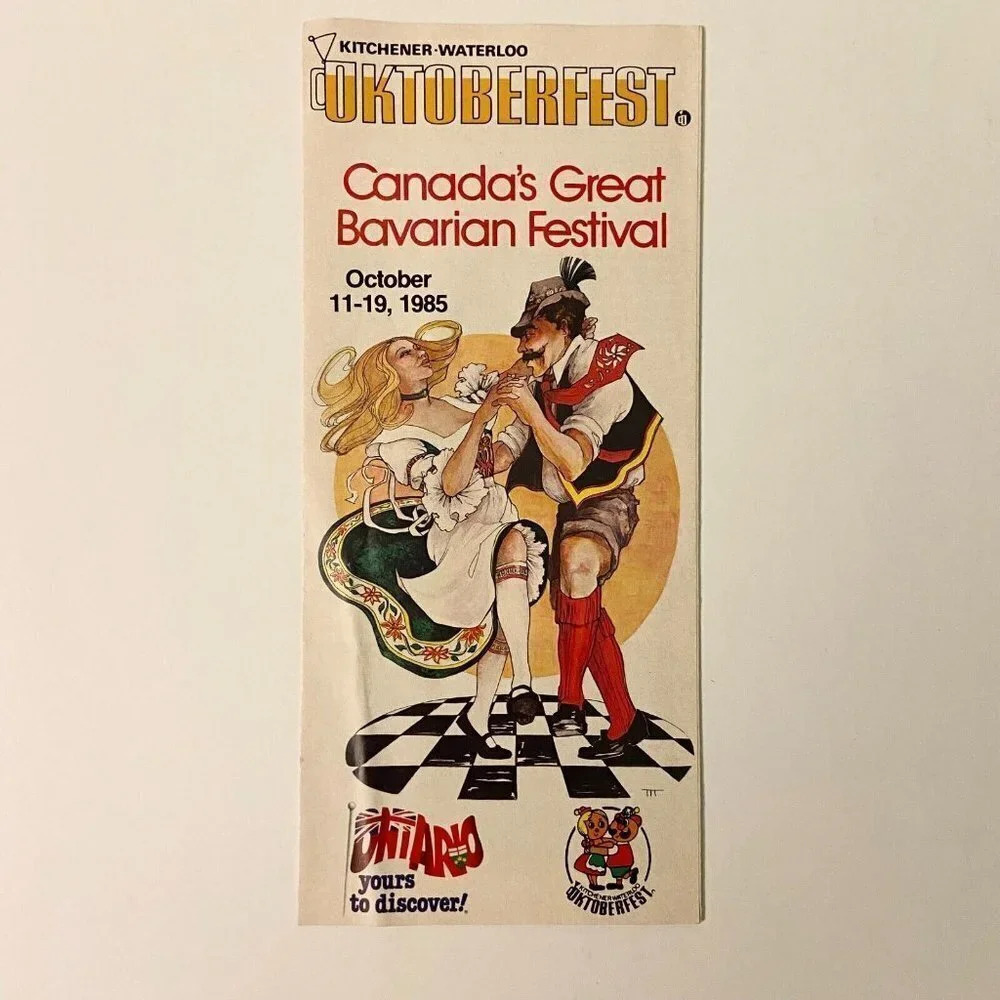 Vintage 1985 Oktoberfest Kitchener Waterloo Canada Brochure Pamphlet